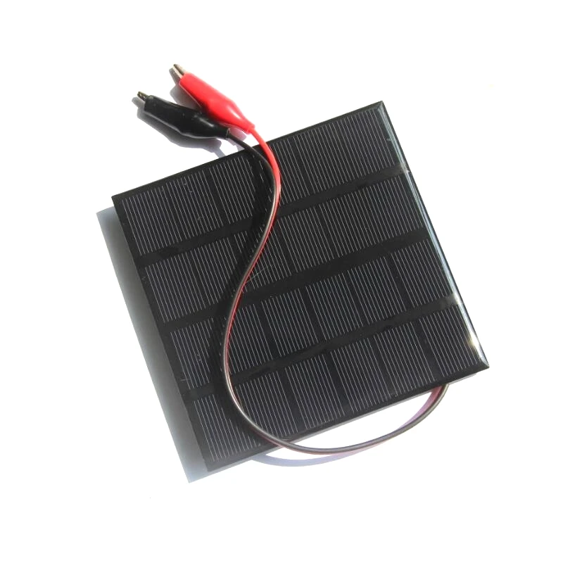 6V Mini Solar Panels with Alligator Clip 2W Monocrystalline Square Solar Cell DIY Small Solar Projects 115*115MM