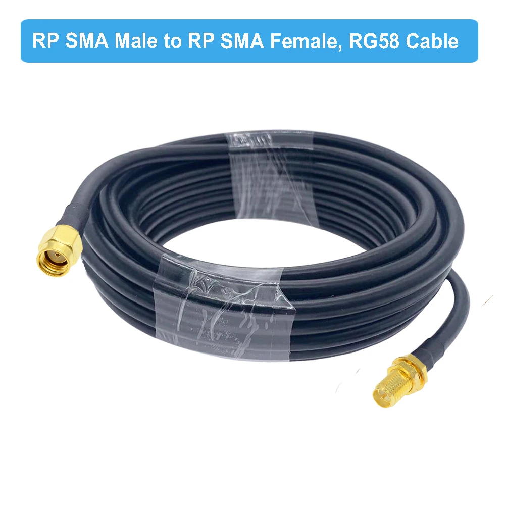 1M 2M 5M 10M 20M RG58 Cable RP SMA Male to RP SMA Female Bulkhead WiFi Antenna Extension Cord RG-58 50 Ohm SMA Pigtail Jumper