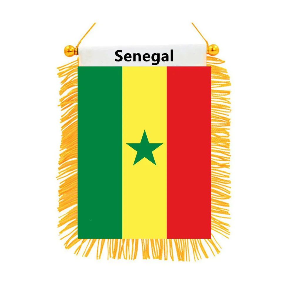 

Senegal National Flag Car Window Hanging Decorative Flag Double Sided Printed Car Adornment Home Decor Banner