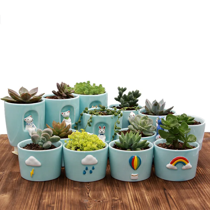 Individual Weather Creative Ceramic Pottery Room Meat Green Plantation Elegant Celadon Animal Cartoon Cactus Flower Basin