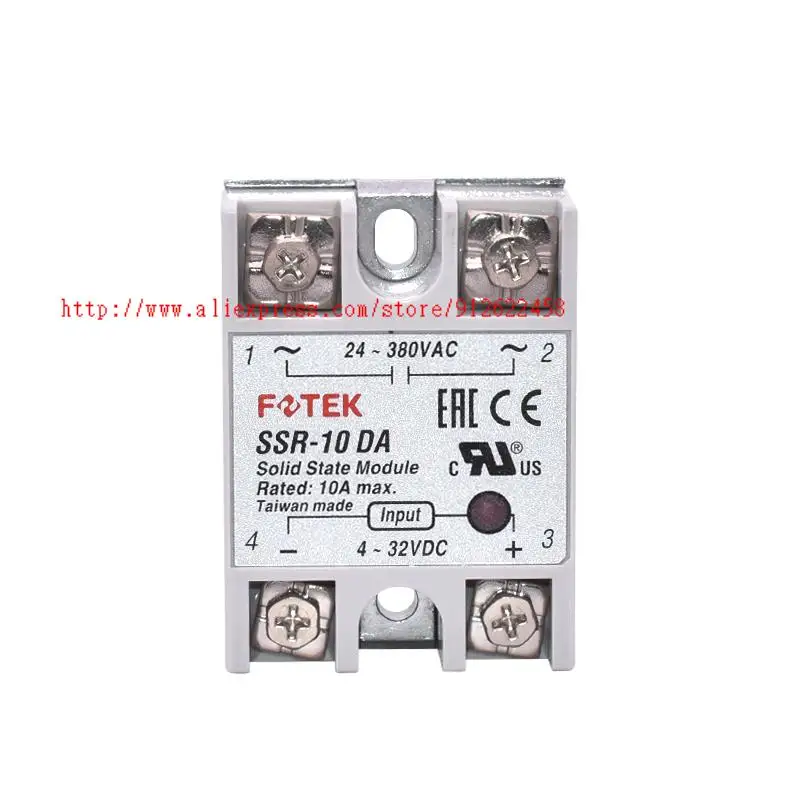 

10 pcs SSR-10DA FOTEK Single-Phase Solid State Relay Module 10A DC control AC SSR10DA