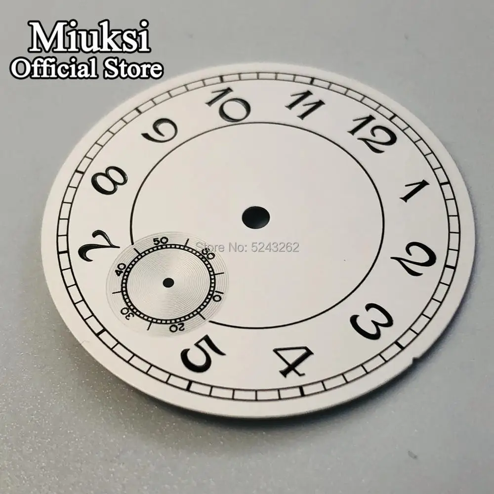 Miuksi 38.9mm white numberals dial fit ETA 6498 or Sea gull st3620 hand winding movement