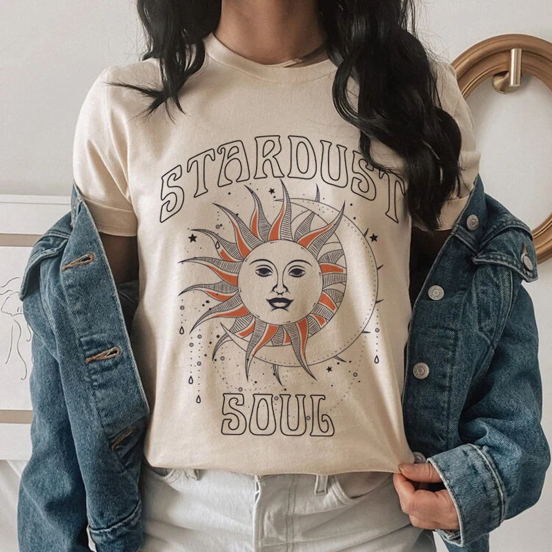 

1PCS StarDusCotton Material Retro Apricot Mushroom Fan Club Cute T Shirts Casual Summer Woman Tshirts Fashion Streetwear Clothes