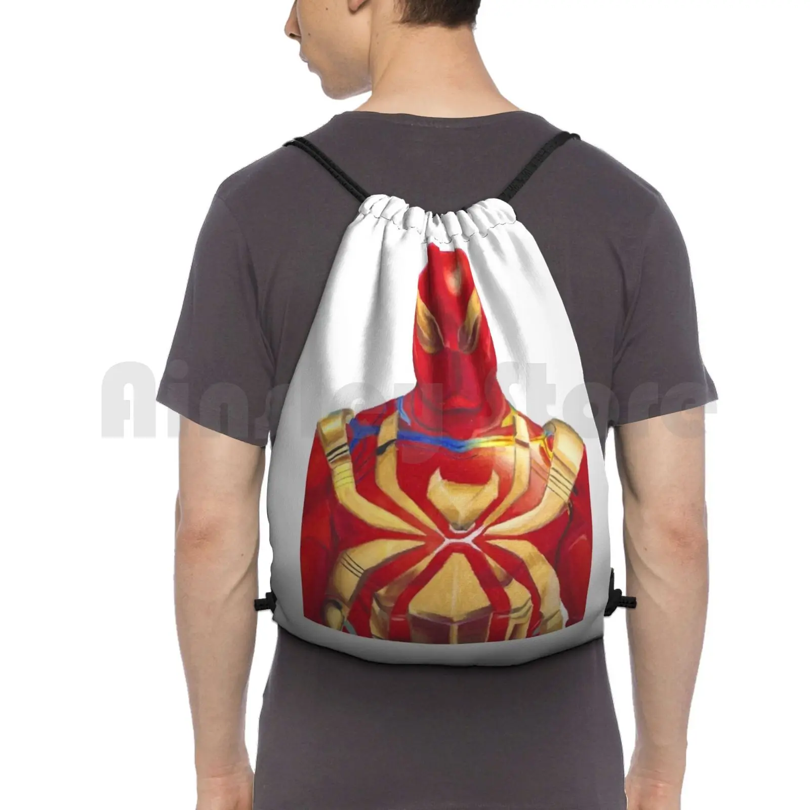 The Original Iron Spider Backpack Drawstring Bag Riding Climbing Gym Bag Superhero