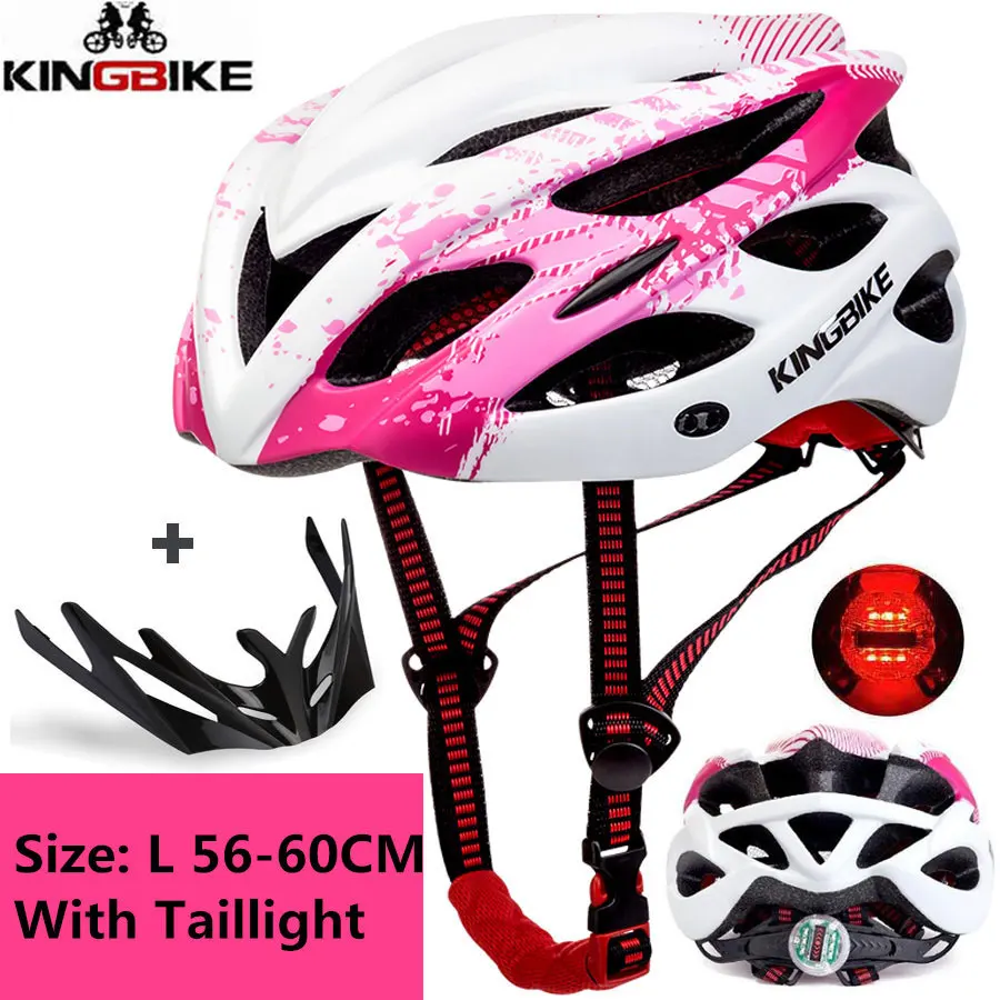 

KINGBIKE cycling helmet ultralight pink helmet MTB men women mountain road bike helmet LED light Breathable bicycle MTB helmet