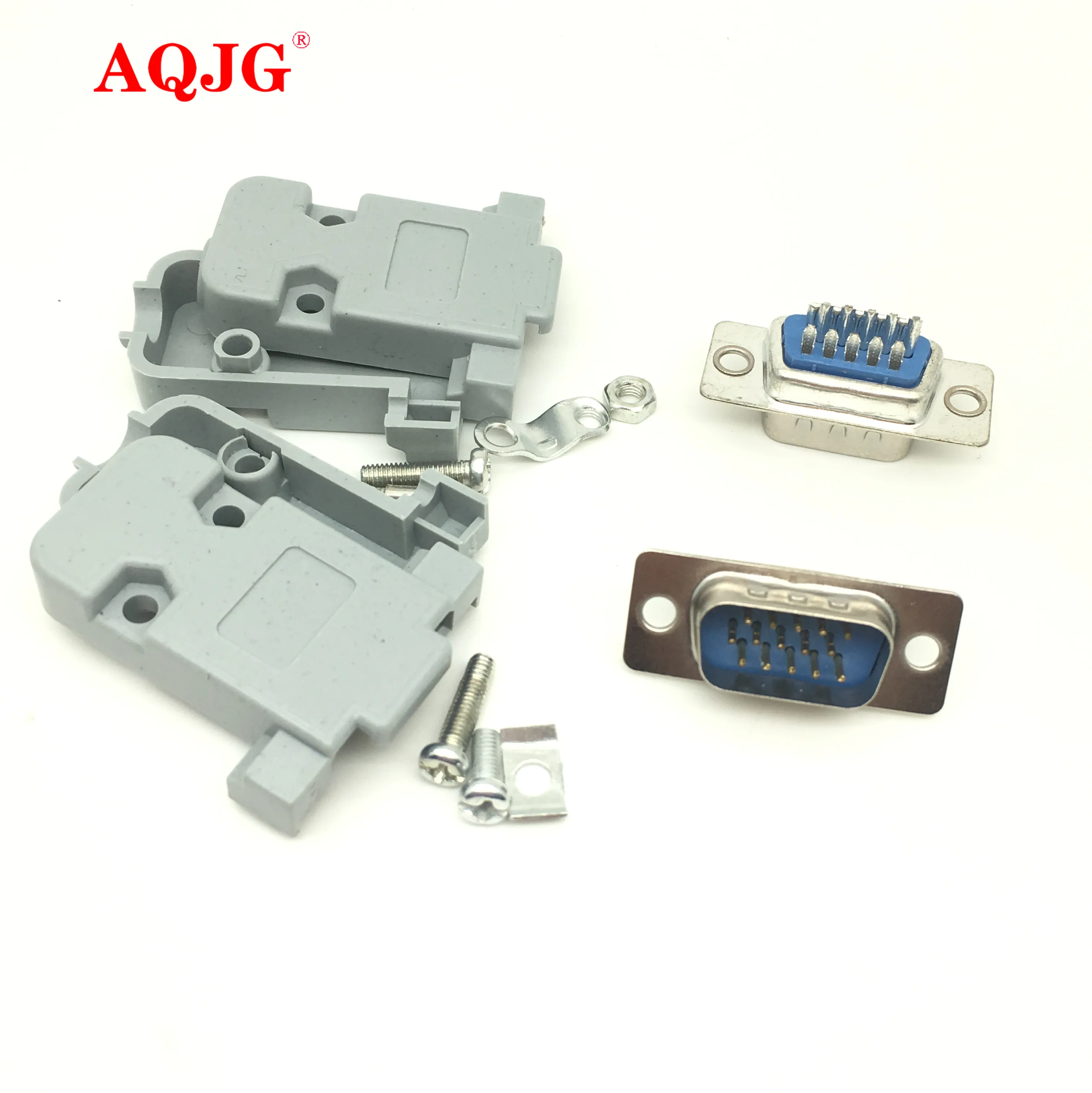 DB15 3Rows Parallel VGA Port HDB9 15 Pin D Sub Male Female Solder Connector Plastic Shell Cover