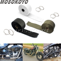 197'' x 2'' Cafe Racer Motorcycles 1600F Muffler Exhaust Pipe Insulation Thermal Heat Wrap Resistant Tape Header w/ Buckle Belts