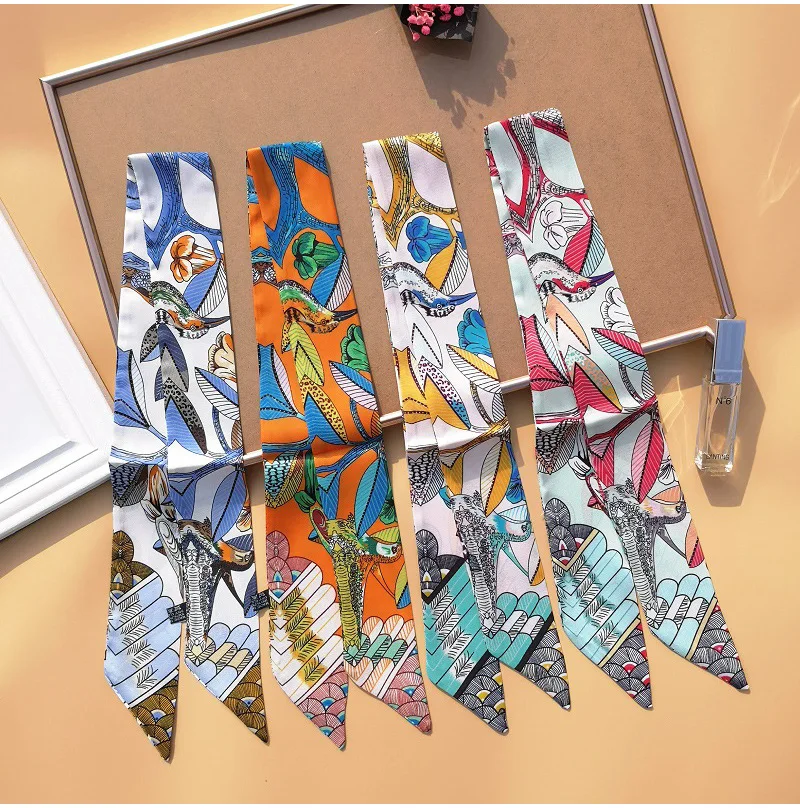 Handbag Scarf Fashion Women's Silk Scarf Luxury Hair Headband Tied Bag Handle Ribbon Women's Bandanas Shawl Scarf On Neck G36