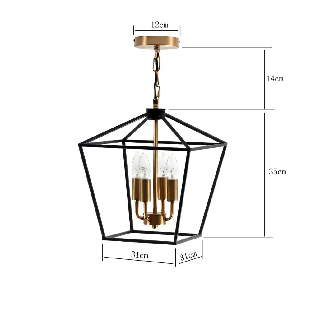 American country wrought iron chandelier living room dining room bedroom entrance retro black gold lamp fixture