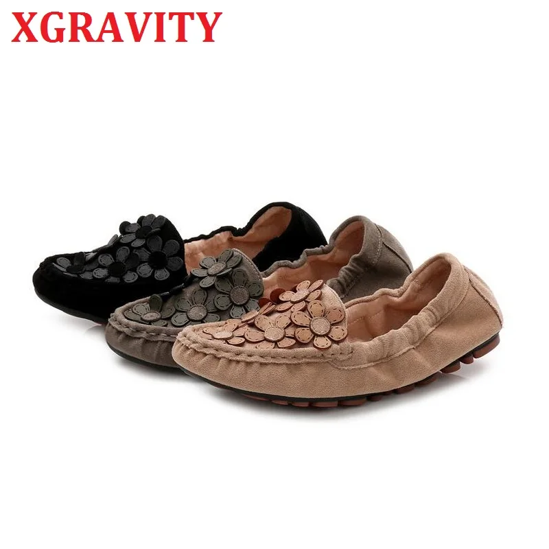 

XGRAVITY Flower Designer Flat Shoes Elegant Ladies Fashion Casual Flats Round Toe Rolling Egg Shoes Lady Footwear A092