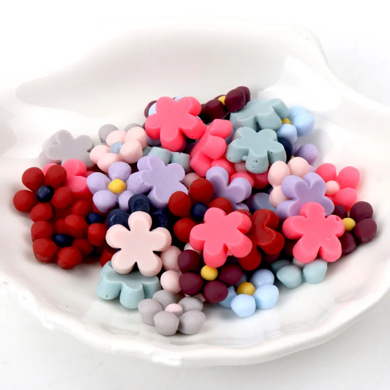 12mm 50PCS Fashion Sunflower Flower Flatback Resin Cabochons Scrapbook Craft DIY Phone Headwear Party Decorations Accessories