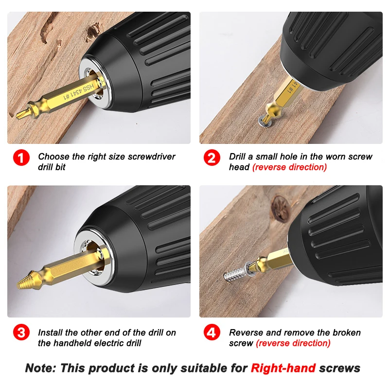 4/5/6Pcs Set Damaged Screw Extractor Drill Bit Stripped Broken Screw Bolt Remover Demolition Tools Kit