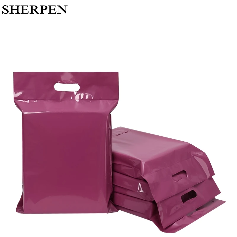 SHERPEN 50pcs Purple Tote Bag Express Bag Courier Bags Self-Seal Adhesive Thick Waterproof Plastic Poly Envelope Mailing Bags