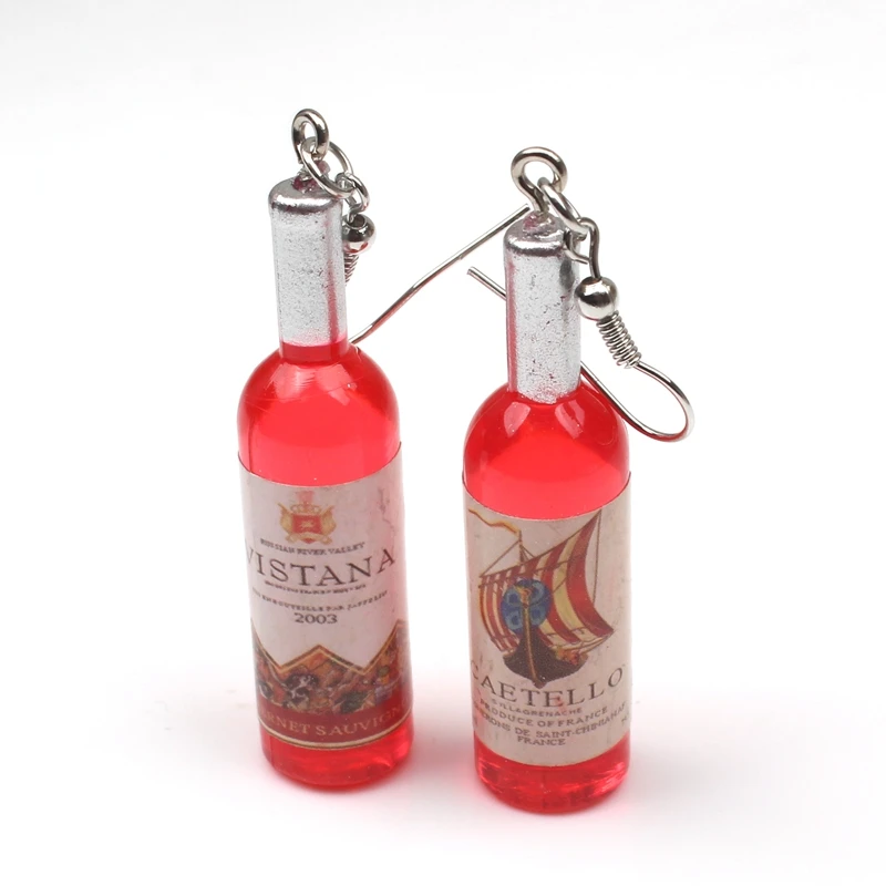 

New Creative Wine Bottle Pendant Dangle Earrings Fashion Transparent Glass Cocktail Red Wine Earrings Women's Earrings Jewelry