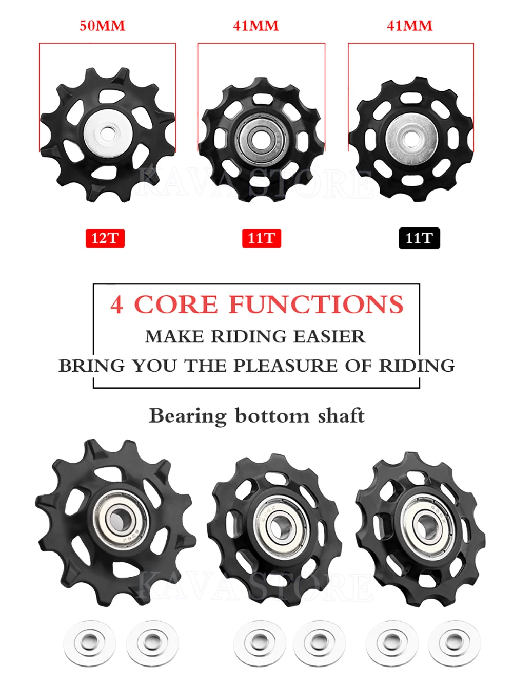 WUZEI Fahrrad Pulley 11T 12T 13T 14T 16T 17T Schaltwerk Pulley Rennrad jockey 7-12 Geschwindigkeit Guide Rad für Shimano SRAM – Detail 16