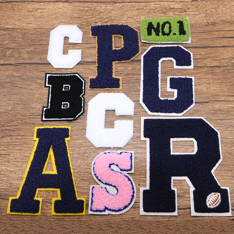 A S R B C P Alphabet NO.1 Rugby Chenille Icon Towel Embroidery Applique Patch For Clothing DIY Sew up Badges on the Backpack