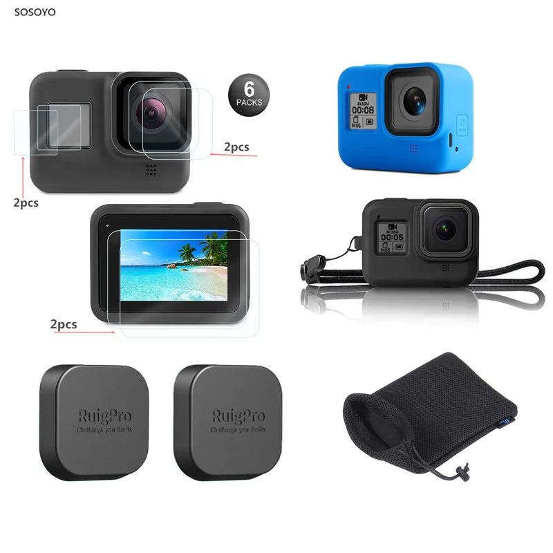 

Защитный чехол для объектива камеры Gopro Hero 8, силиконовый, 11 в 1