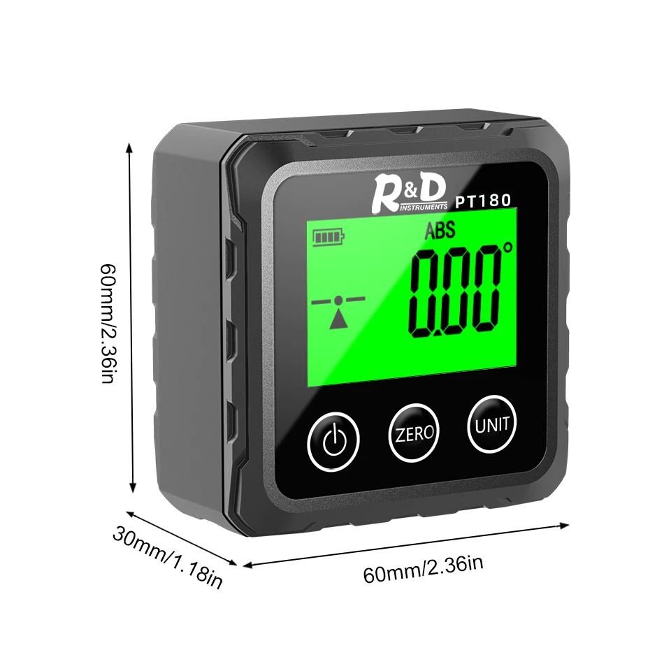 R&D 360 Degree Mini Magnetic Digital Inclinometer Level Box Gauge Angle Meter Finder Protractor Base Measuring Tools