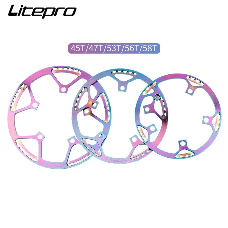 Colorful Folding Bike Chainring 130 BCD 45/47/53/56/58T Rainbow BMX Chainring Chainwheel Bicycle Single Speed Crankset Tooth