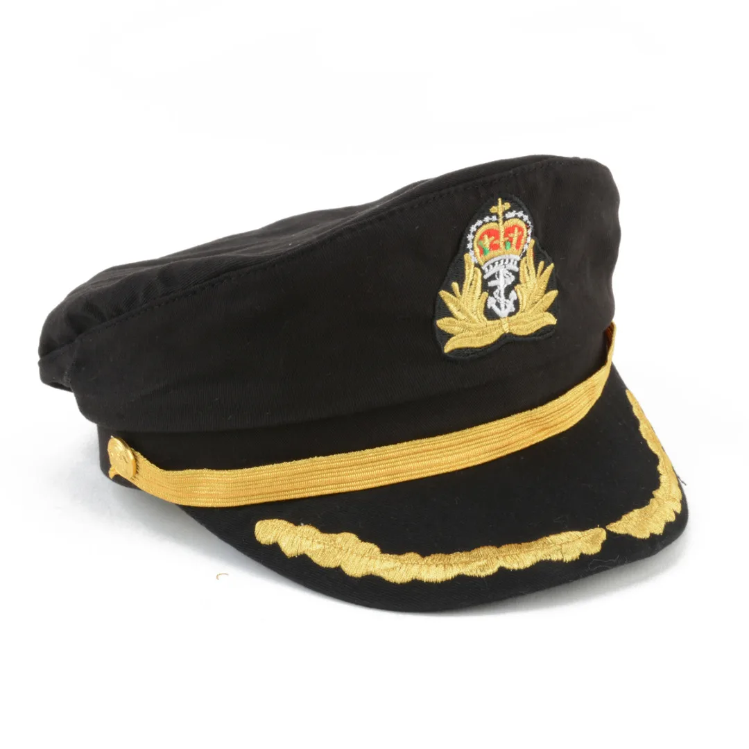 Mannen Vrouwen Navy Sailor Hoed Officer Stag Night Nautische Captain Cap Hoed Zwart