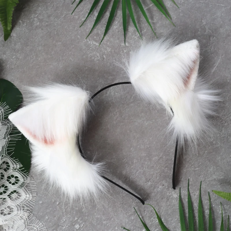 New Hair Hoop Snow Fox Ear Hairband For Women  Beast Ears Girl Hair Accessories Headwear For Girl Women Halloween Cosplay