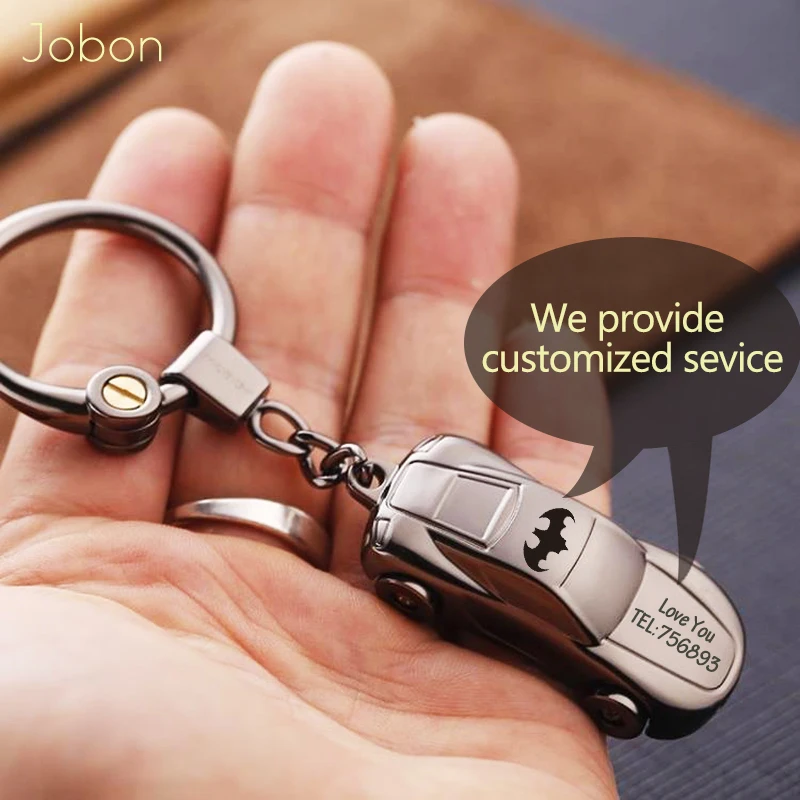 Jobon Luxury Key Chain LED Lights Keychains Men Women Custom Lettering Car Key RIng Holder Bag Pendant Gift for Friend Jewelry