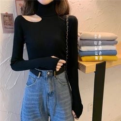 Off Shoulder Turtleneck Slim Sweater Pullover Women Autumn winter Casual long Sleeve Sweater women Female Chic Jumpers top