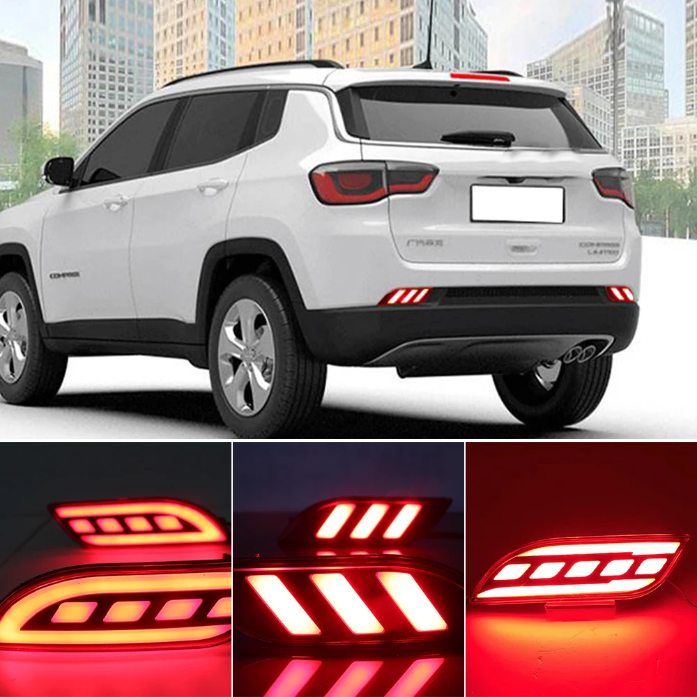 CSCSNL 1 Pair LED Reflector Rear Light Brake Light Bumper Light Taillight For Jeep compass 2017 2018 2019 2020