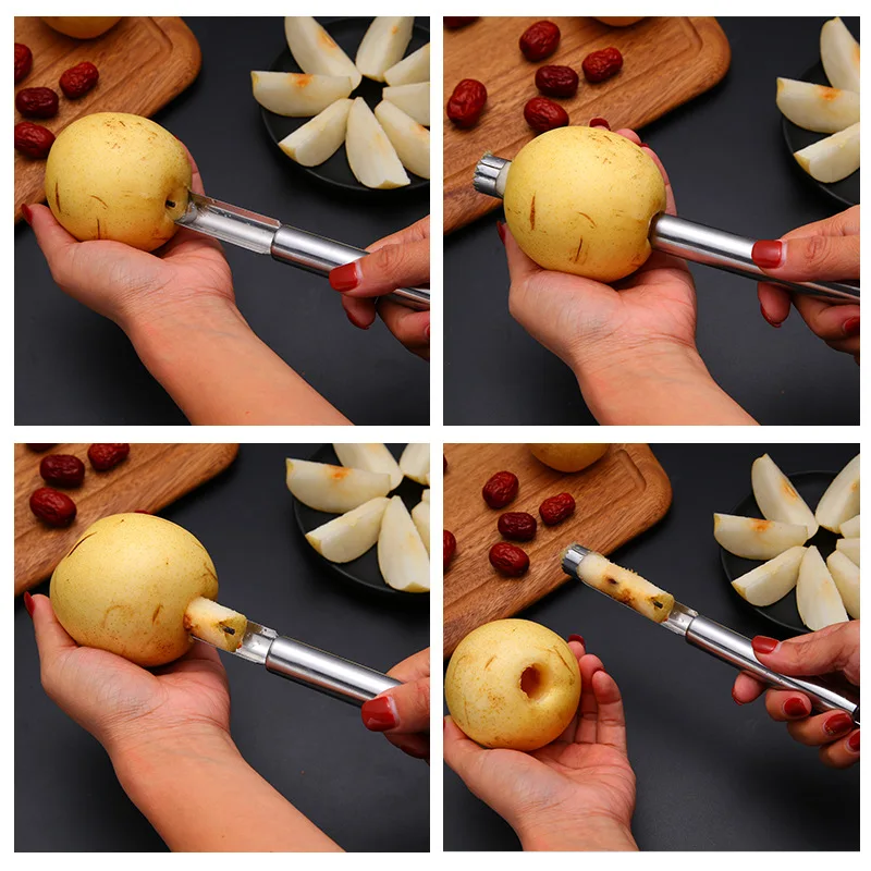 Stainless Steel Fruit Denucleator Apple Pitting Device Cherry Removing Seeds Core-pulling Device Kitchen Gadgets Core Extractor