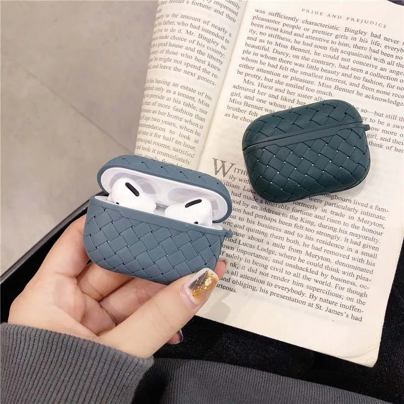 Knit Weave Style Case For airpods Pro 3 Cover Wireless ear phone airpod Case Carabiner Soft TPU air pod 3 Case