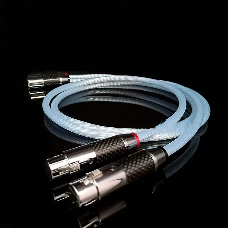 Audiocrast par de cabo hifi neutrik xlr hi-end banhado a prata pura 5nuc cabo hifi 2 xlr macho para 2 xlr fêmea cabo linha de equilíbrio