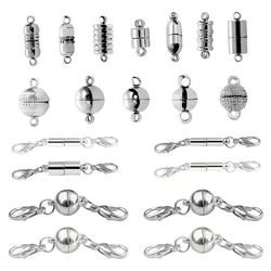 2Sets Rhodium Strong Magnetic Lobster Clasp Handmade Fit Leather Bracelets Necklace Connectors Hook For Jewelry Making Supplies