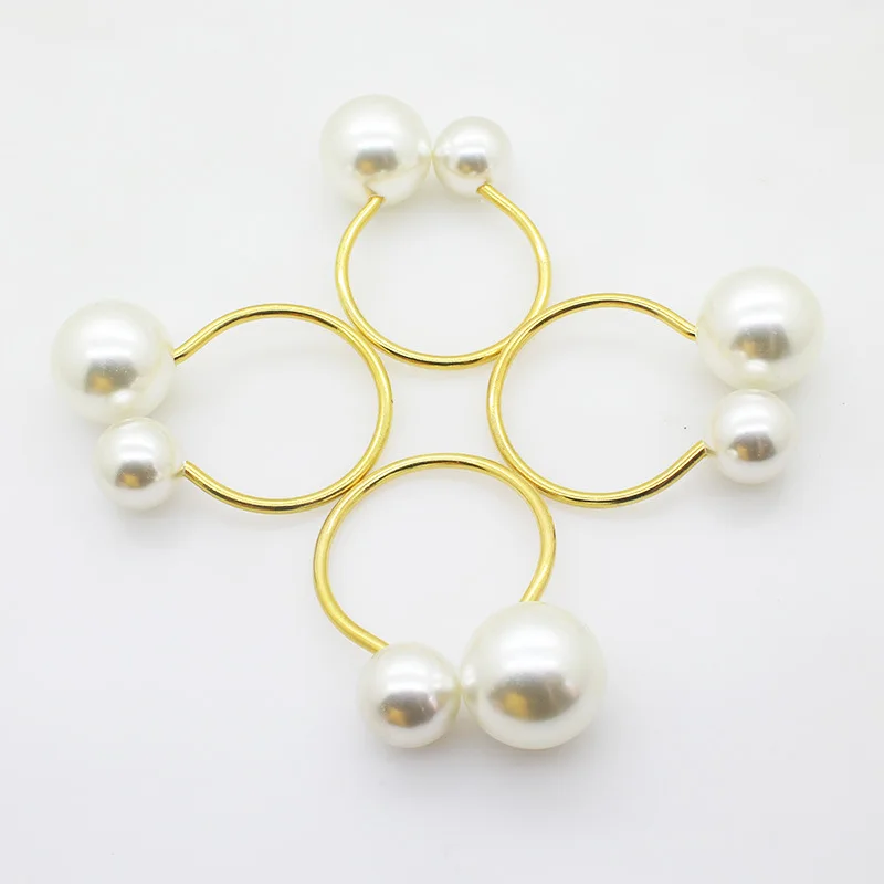 

Creative Metal Napkin Ring, Western Buckle, Mouth Cloth, Pearl Table Decoration, 12Pcs Lot