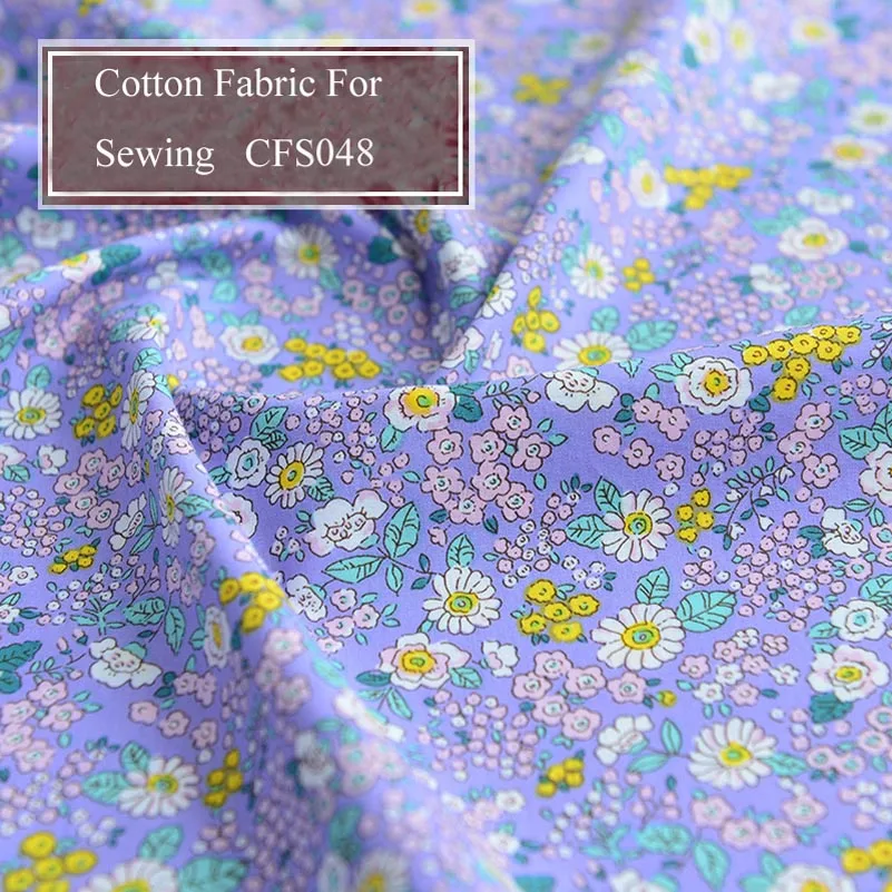 Colorful Small Floral Printed Cotton Poplin Fabric for Dress DIY Sewing Clothes Patchwork 50x140cm