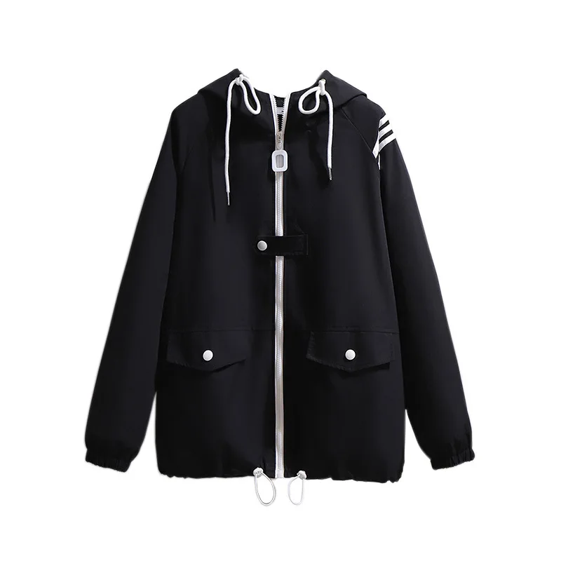 New Ladies Autumn Winter Plus Size Women Clothing Hoodie Jacket For Women Large Long Sleeve Loose Pocket Black Zipper Coat 7XL