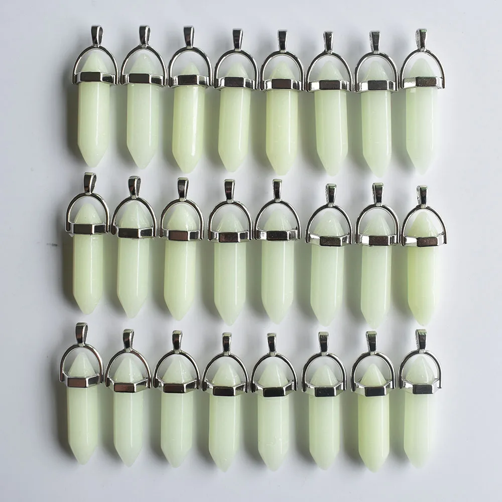 Wholesale 24pcs/lot fashion luminous stone pillar shape point charms pendants for jewelry Accessories making free shipping