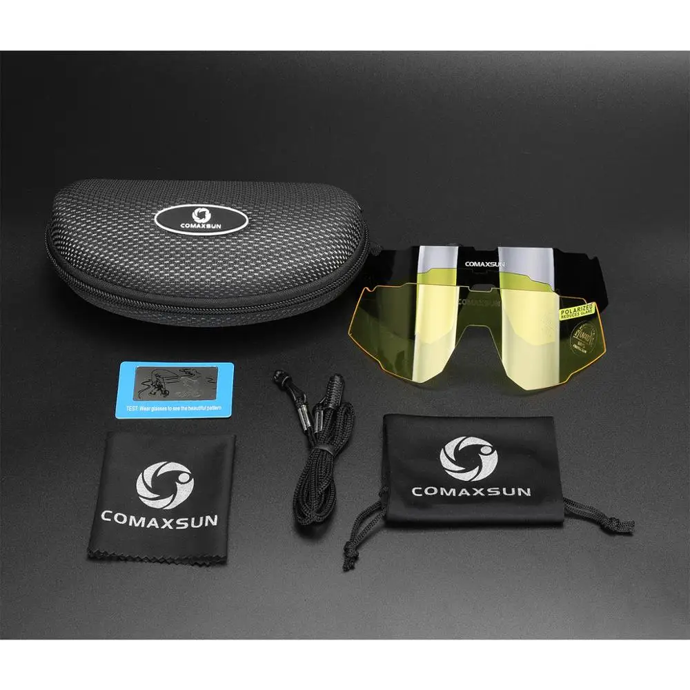 Comaxsun Polarized 3 Lens Cycling Glasses Road Bike Cycling Eyewear Cycling Sunglasses MTB Mountain Bicycle Cycling Goggles 822