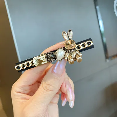 fashion rabbit bear Hair Barrette Hair Clip Hairpin Girl Shining  pearls Hair Accessories Women Headdress Wholesale