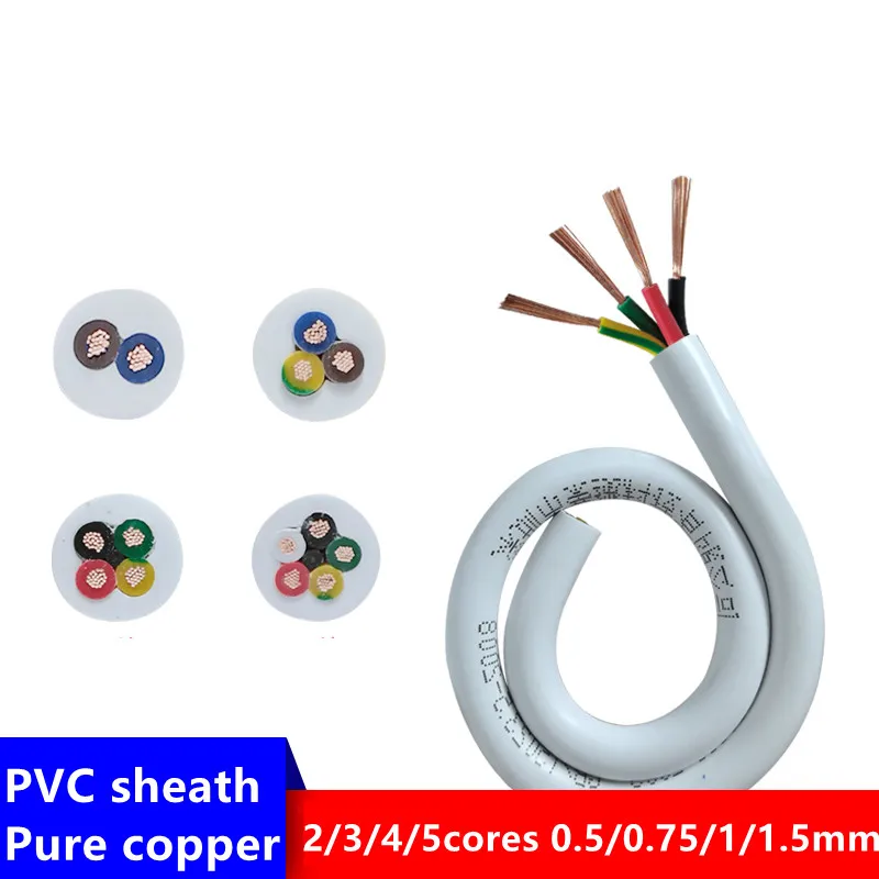 Imagem -02 - Fio Macio Branco do Controle da Bainha do Pvc Núcleo Puro do Cobre Cabo Macio do Sinal Rvv 18awg 20awg 17awg Núcleos Núcleos Núcleos 100 m