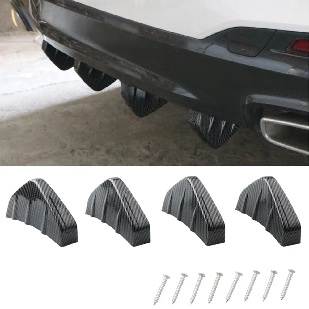 

4PCS Car Rear Spoiler Retrofitted Universal Carbon Fiber Decorative Deflector Anti-scratch