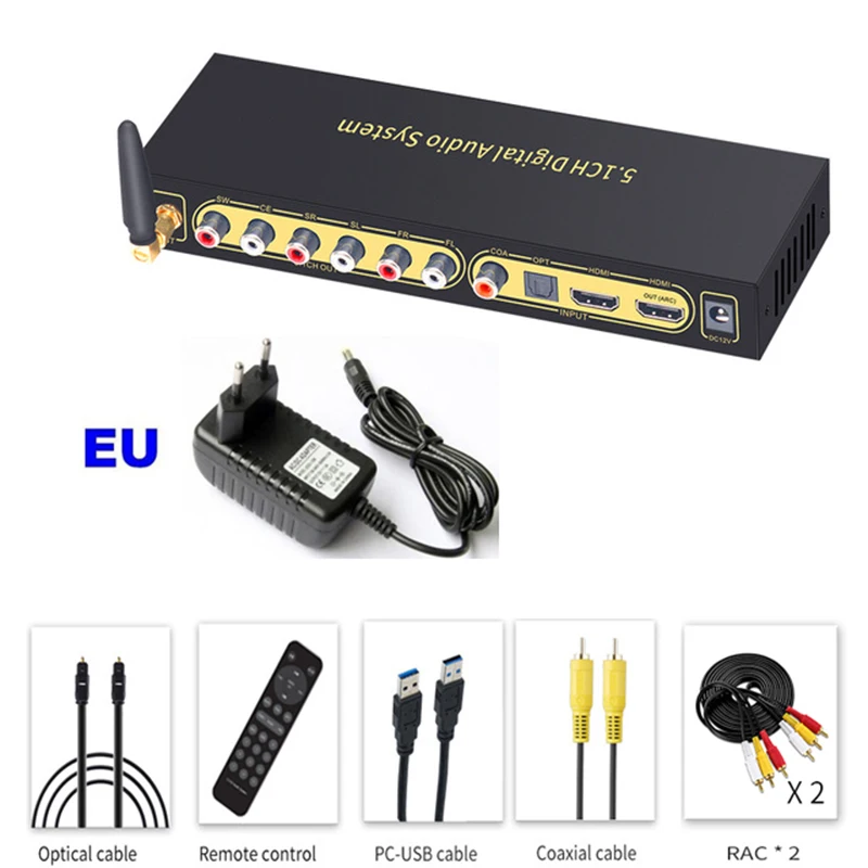 

Professional 5.1 channel audio decoder USB U disk lossless music playback Bluetooth 5.0 fiber coaxial audio decoding 6 CH output