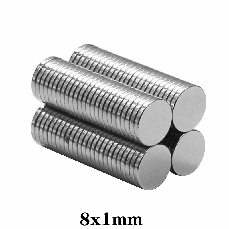 50~1000PCS 8x1 mm Powerful Strong Magnetic Magnet 8mmx1mm Permanent Neodymium Magnet disc 8x1mm Fridge Small Round Magnet 8*1 mm