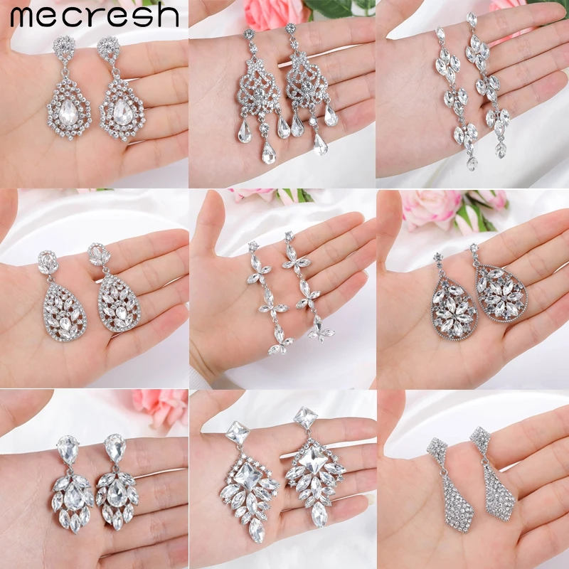 

Mecresh Luxury Statement Leaves Tassel Drop Earring for Women Wedding Crystal Hanging Dangle Earrings 2020 Korean Jewelry EH1750