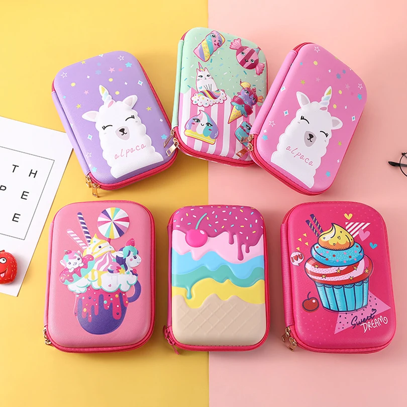 Kawaii Pencil Case Big Pencil Box Korean Stationery For Girls Trousse Scolaire Ice Cream Pen Case Accessories School Pencil Case