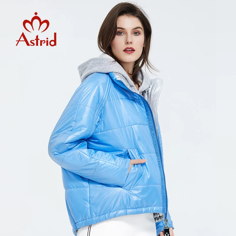 Astrid 2022 Spring Women Parka  Tide brand  Coat Warm Jacket  Thin Cotton Bright Colors  Short  Coat   Standing Collar ZM-3053