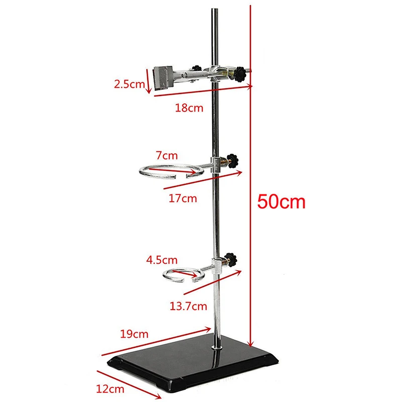 Imagem -03 - Conjunto 50cm Laboratório de Química Retorta Base Suporte Laboratório Balão Braçadeira Mais Anel Braçadeira 1