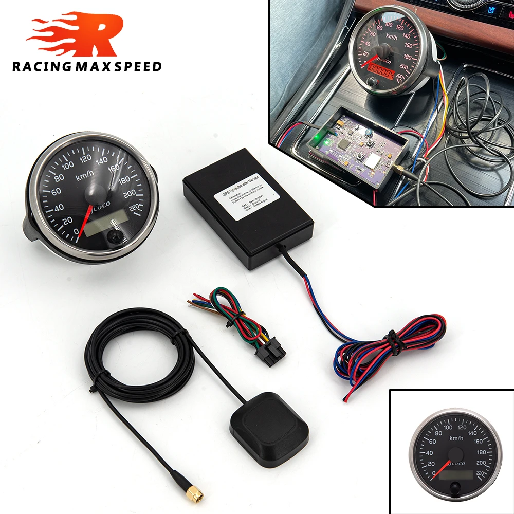 

85mm Car GPS Speedometer Gauge 220Km/h Boat Speed Odometer With GPS Antenna fit for Boat Motorcycle Auto Truck