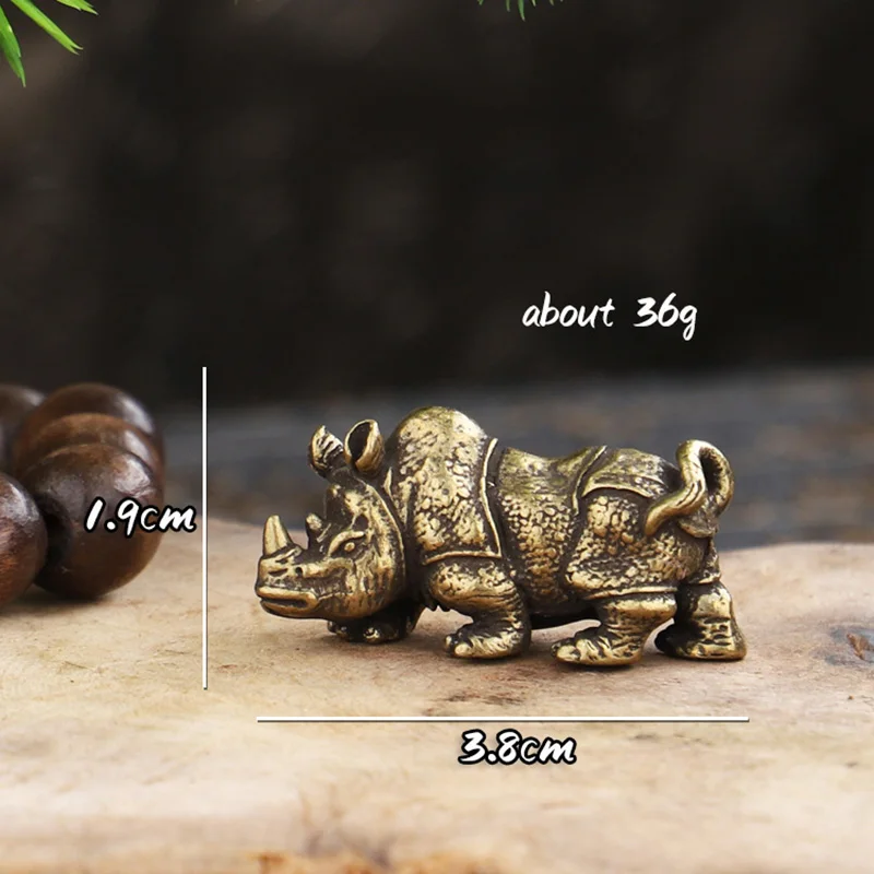 Handmade Solid Copper Rhinoceros Tea Pet Home Office Decoration Ornaments Toy Gift Desk Figurines Sculpture Mini Portable Crafts