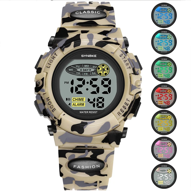 SYNOKE 9035 Official Kids Watches Boys Girls LED Digital Electronic Wristwatch Student Military Kid Sport Watches Clock Children