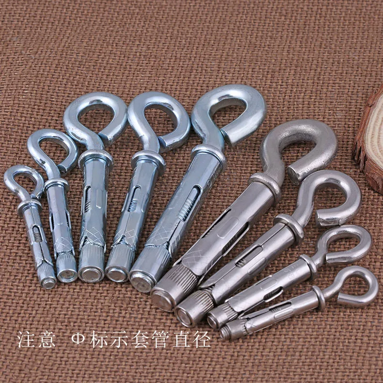 304 stainless steel eye expansion hook galvanized ring pull explosion screw pendant lamp hook swing hook screw M6-M12 2pcs